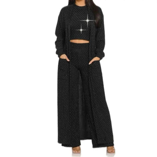 Heavenly Comfort Collection - 3 Piece Set Tank Top Pants & Cardigan Casual Outfit for Women Comfortable Stylish Clothes