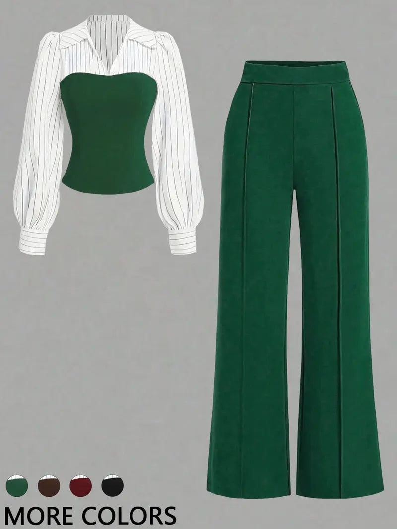 Women's Colorblock Shirt Set - MATCHING MASTER
