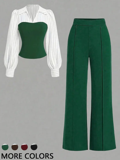 Women's Colorblock Shirt Set - MATCHING MASTER