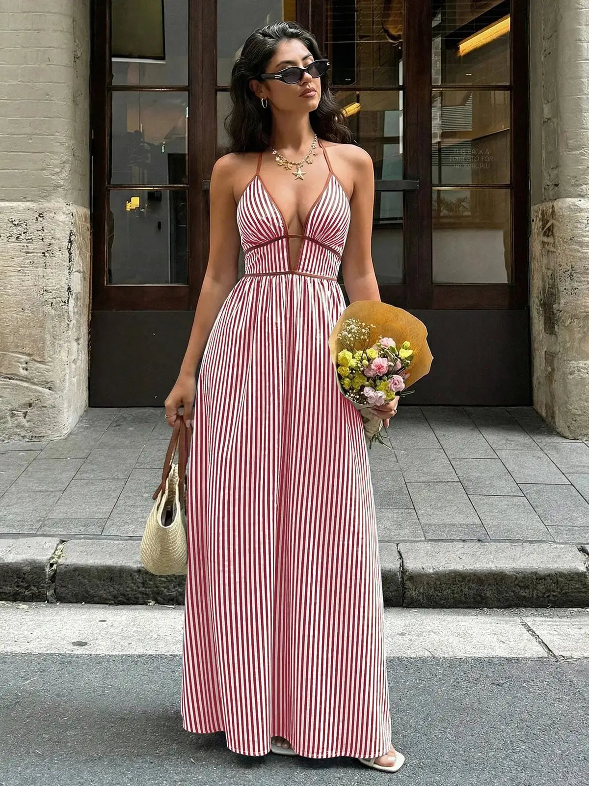 Striped Pattern Tie Front Dress 😍 ON ORDER😍 - MATCHING MASTER