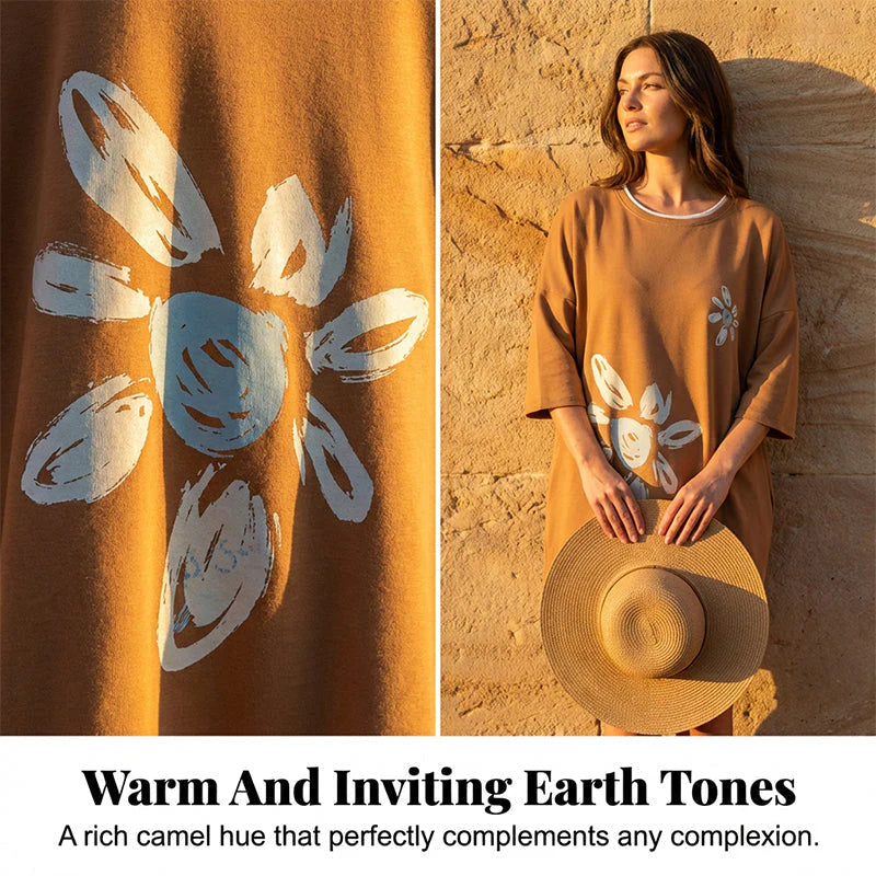 Oversize T-Shirt Kleid mit floralem Print - MATCHING MASTER