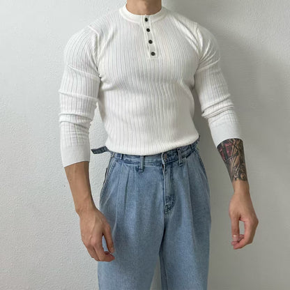 Henley collar knitwear