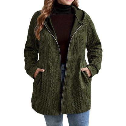 Ladies' Plus Size Solid Color Pocket Coat
