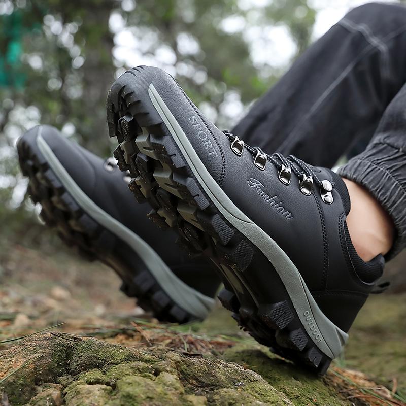Men's Hiking Shoes Leather Outdoor Shoes Wear-resistant Men Trekking Walking Hunting Sneakers