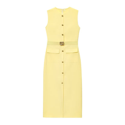 Sleeveless round neck dress (with belt) - MATCHING MASTER