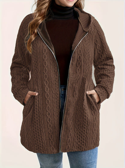 Ladies' Plus Size Solid Color Pocket Coat