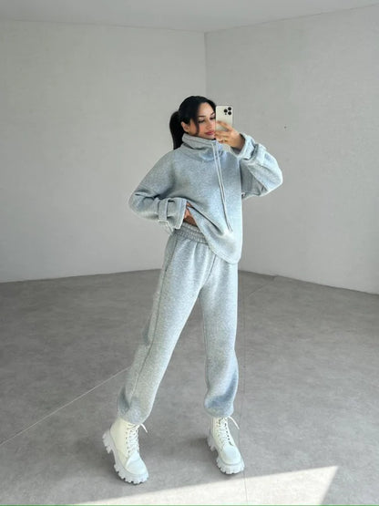 Ladies' 100% Cotton Tracksuit (Hoodie + Pants)