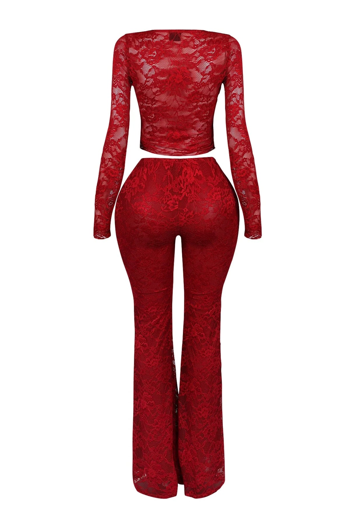 Everly Lace Top & Wide Pants Set — Sheer Lace Two-Piece Outfit
