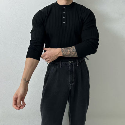 Henley collar knitwear