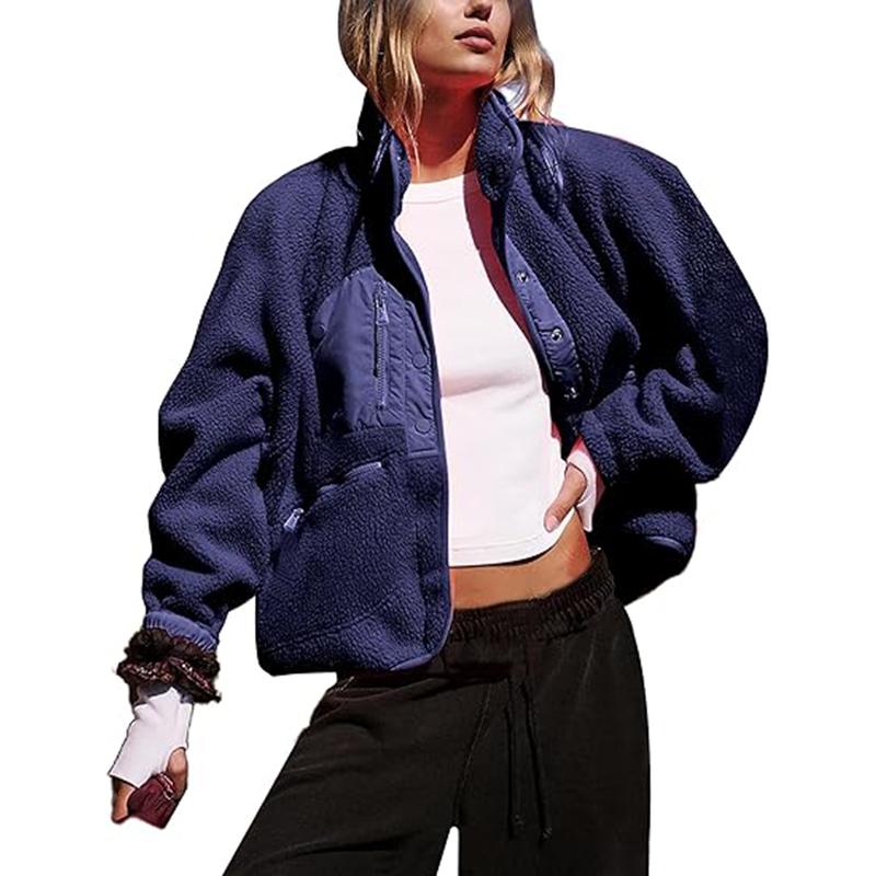 Ladies' Cropped Sherpa Lined Fleece Jacket