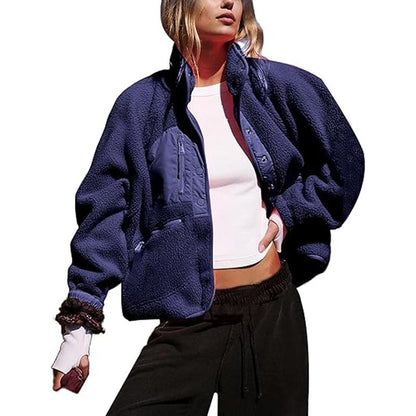 Ladies' Cropped Sherpa Lined Fleece Jacket