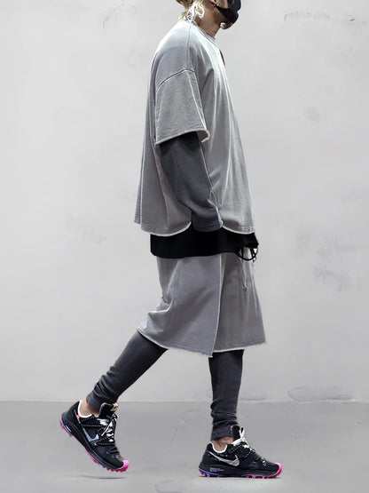 Men's 100% Cotton Casual Loose Fit Sports Set - Breathable Moisture-Wicking 2-Piece Tracksuit