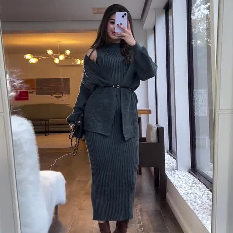 💕Ladies' 2-Piece Loose Sweater Dress Set