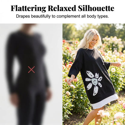 Oversize T-Shirt Kleid mit floralem Print - MATCHING MASTER