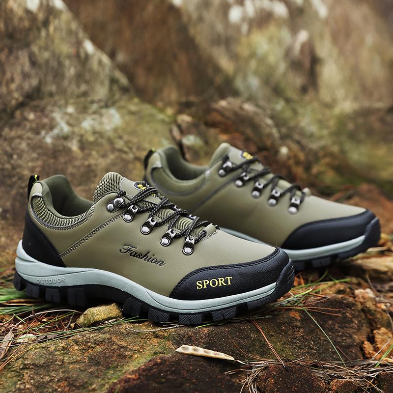Men's Hiking Shoes Leather Outdoor Shoes Wear-resistant Men Trekking Walking Hunting Sneakers