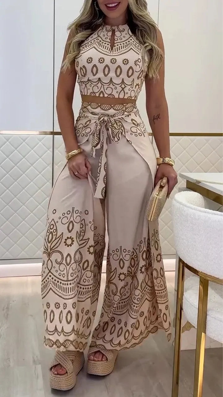 Women's Vintage Printed Holiday Casual Three-Piece Suits