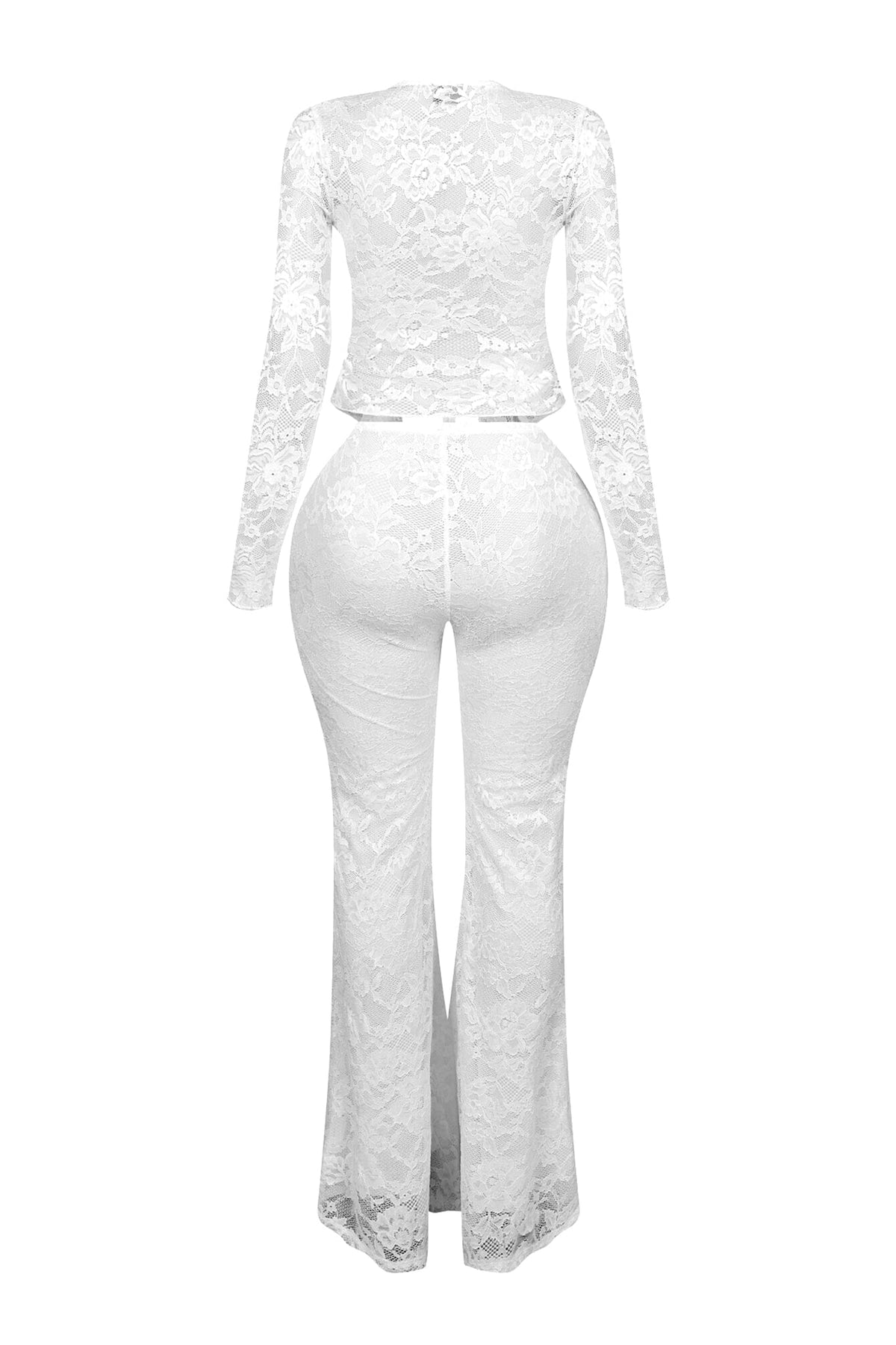 Everly Lace Top & Wide Pants Set — Sheer Lace Two-Piece Outfit