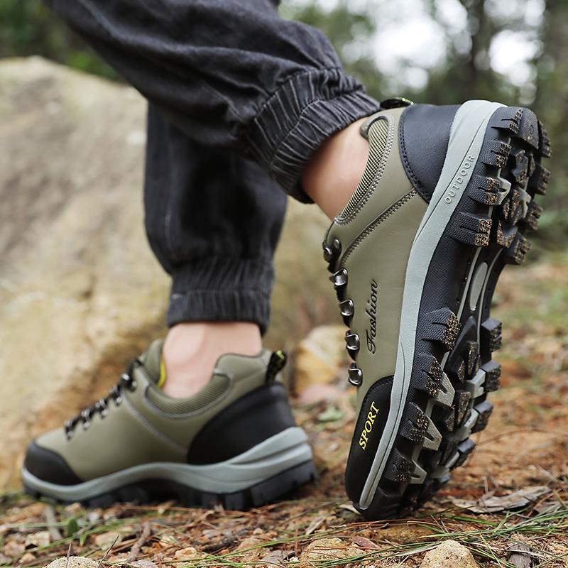 Men's Hiking Shoes Leather Outdoor Shoes Wear-resistant Men Trekking Walking Hunting Sneakers