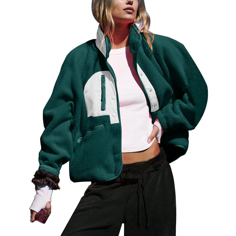 Ladies' Cropped Sherpa Lined Fleece Jacket