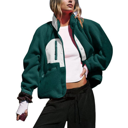 Ladies' Cropped Sherpa Lined Fleece Jacket