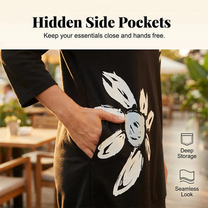 Oversize T-Shirt Kleid mit floralem Print - MATCHING MASTER