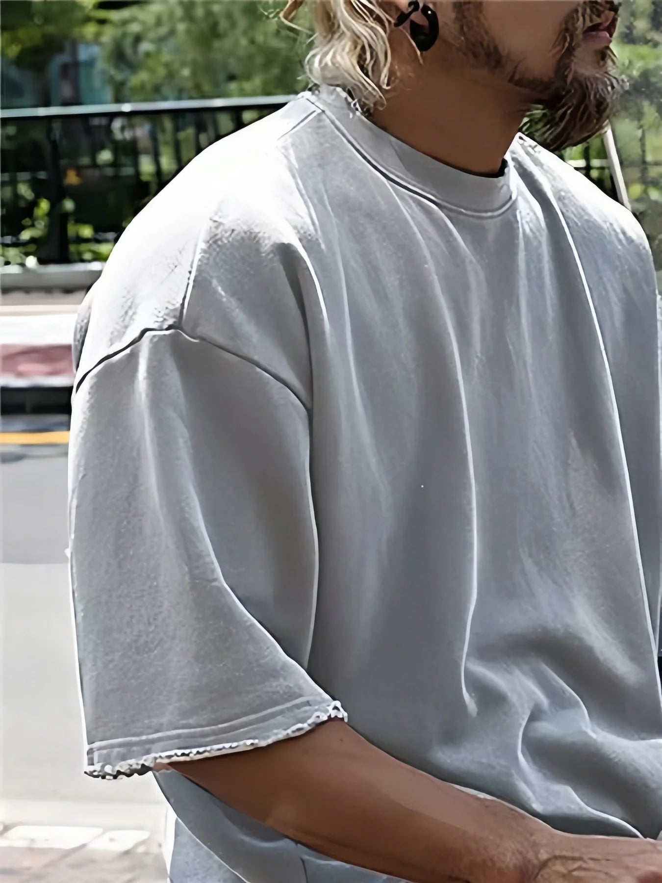 Men's 100% Cotton Casual Loose Fit Sports Set - Breathable Moisture-Wicking 2-Piece Tracksuit