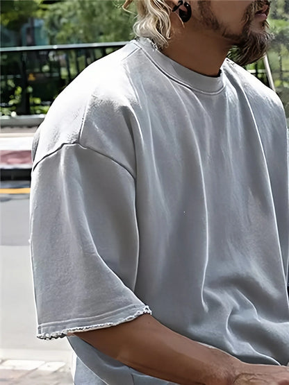 Men's 100% Cotton Casual Loose Fit Sports Set - Breathable Moisture-Wicking 2-Piece Tracksuit