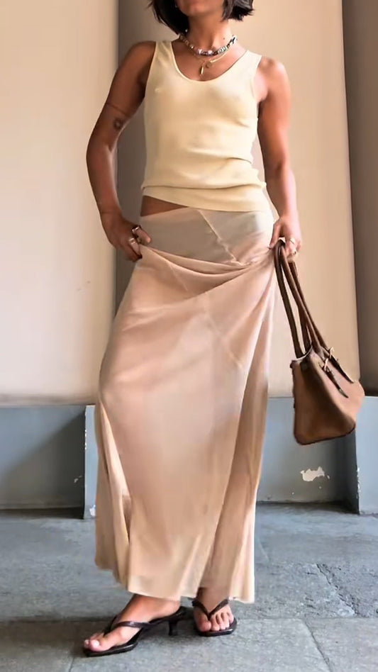 Ladies' Round Neck Vest Top+ Skirt Casual Set