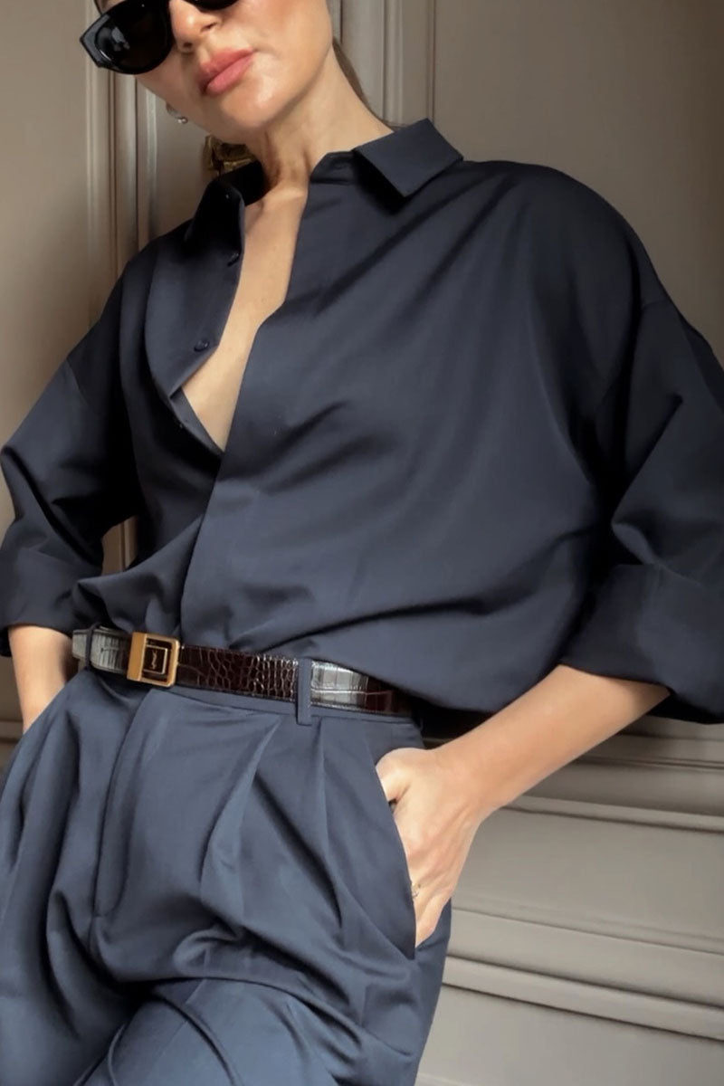Women's Simple Lapel Shirt Casual Trousers Suit