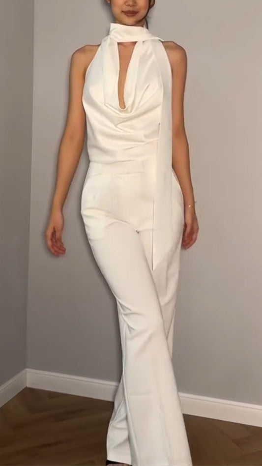 Ladies' Neck Hanging Hollow Top+ Pants with A Casual Temperament Suit