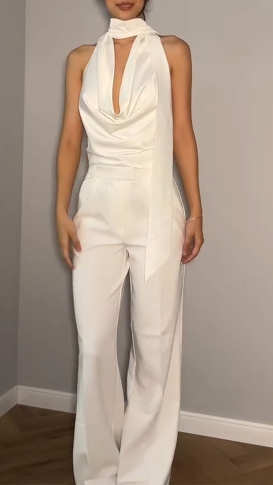 Ladies' Neck Hanging Hollow Top+ Pants with A Casual Temperament Suit