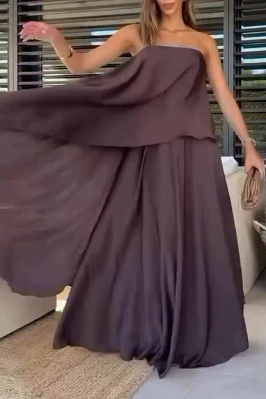 Women's Solid Color Elegant Tube Top Skirt Two-piece Set