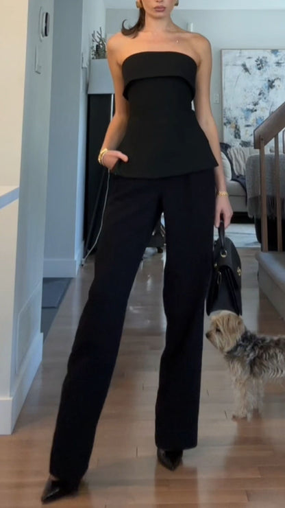 Women's autumn casual tube top suit trousers set