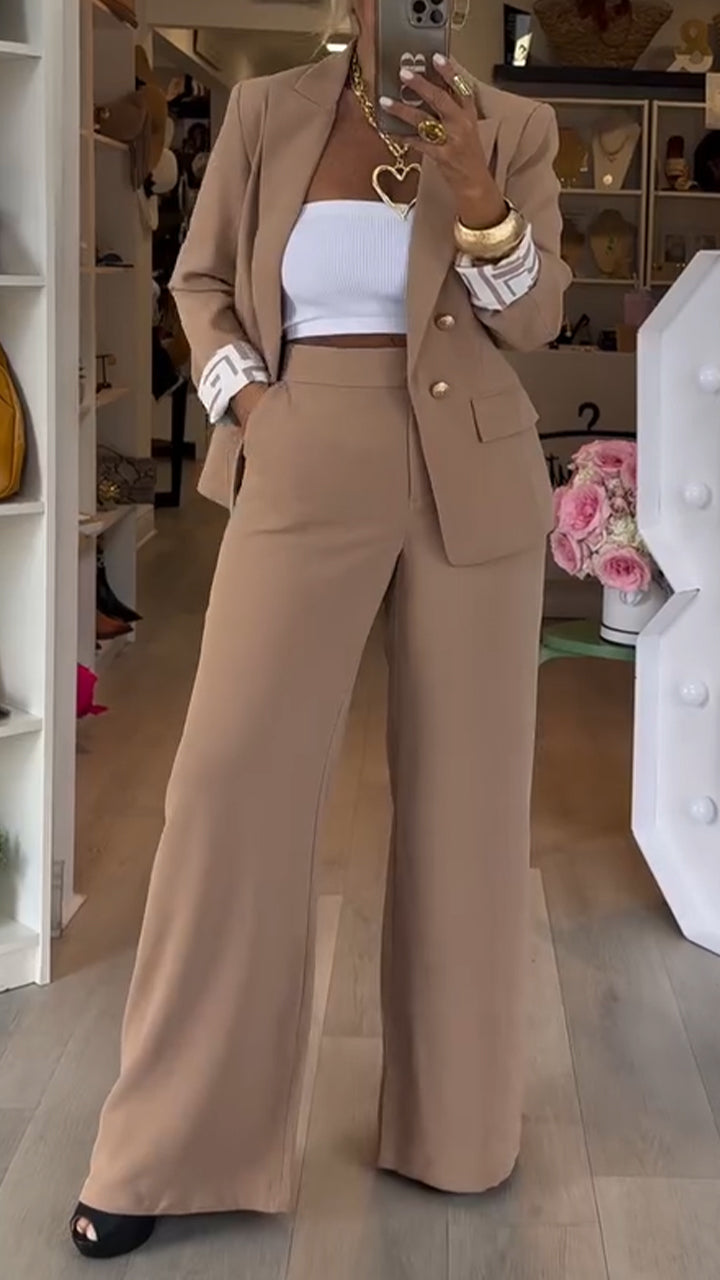 Ladies Collar Jacket+ Pants Style Commuting Suit