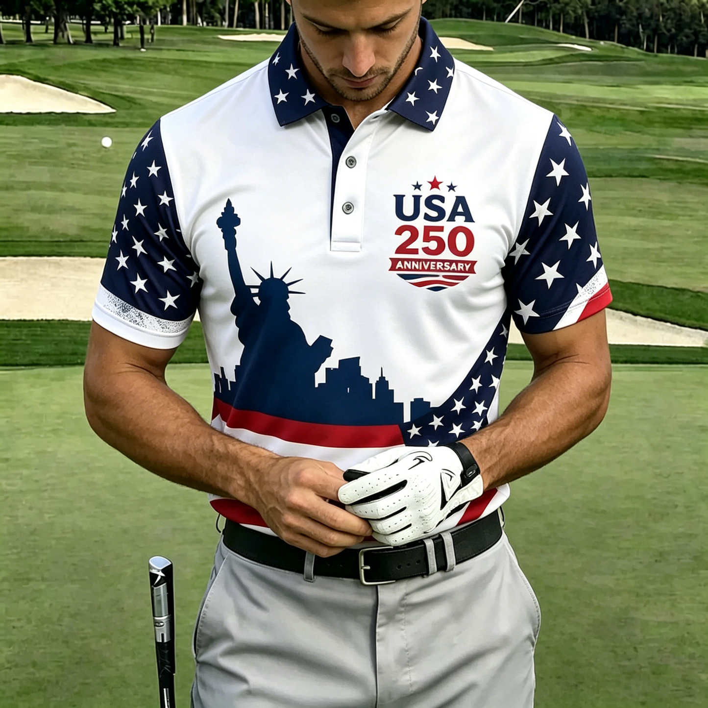 USA 250th Men's short-sleeved polo shirt ZM7022 - BundleWear