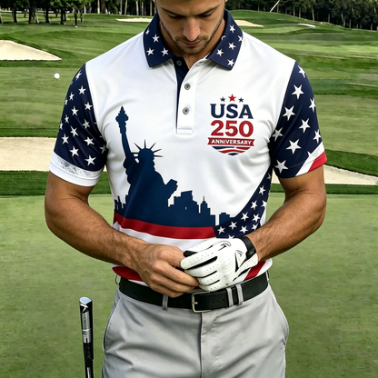 USA 250th Men's short-sleeved polo shirt ZM7022 - BundleWear