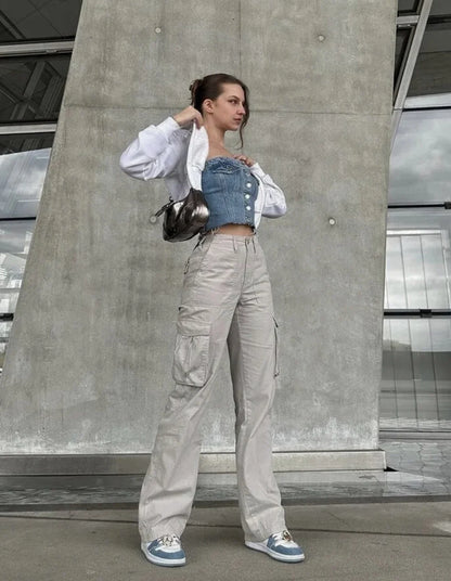 ELENA CARGO PANTS- ADJUSTABLE STRAIGHT FIT CARGO PANTS