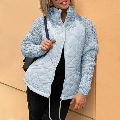 Stand collar knitted panel down jacket - MATCHING MASTER