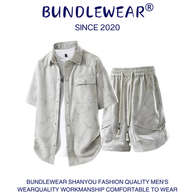 Men's summer tie-dye ice-feel two-piece suit