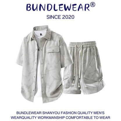 Men's summer tie-dye ice-feel two-piece suit
