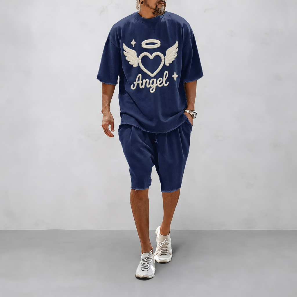 Couple 100% Cotton Casual Loose Fit Sports Set - Breathable Moisture-Wicking 2-Piece Tracksuit