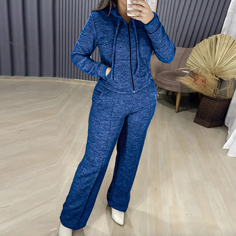 Ladies' Autumn Casual Chic Knit Cardigan & Wide Leg Pants Set - MATCHING MASTER