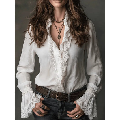 Ladies' Dressy Casual Lace Blouse - MATCHING MASTER