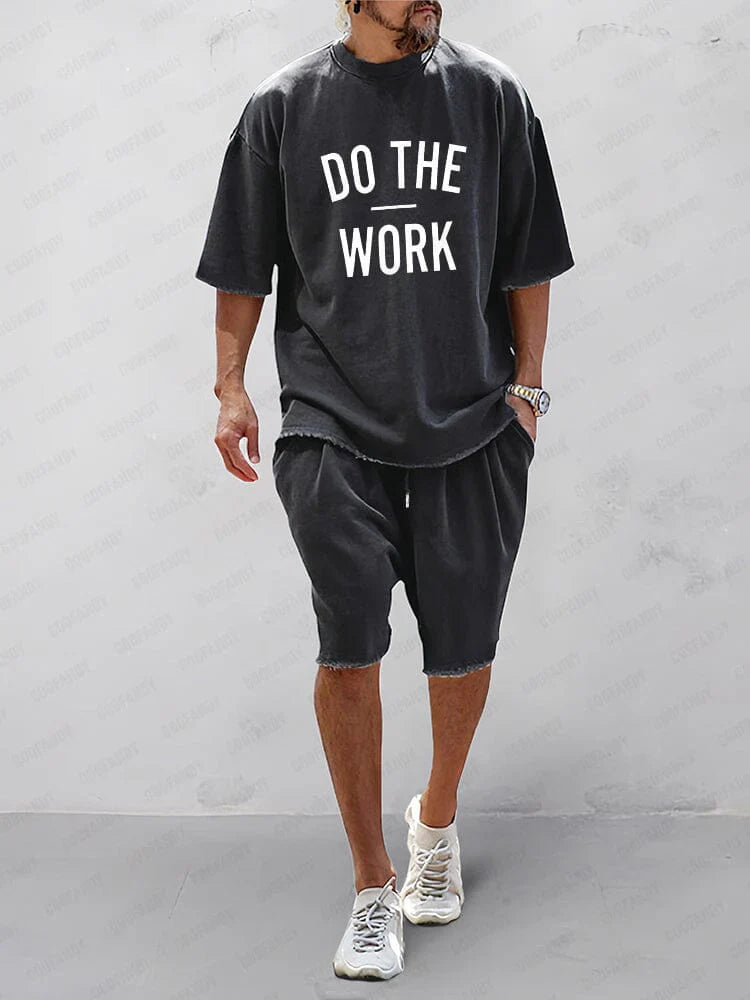 Men's 100% Cotton Casual Loose Fit Sports Set - Breathable Moisture-Wicking 2-Piece Tracksuit