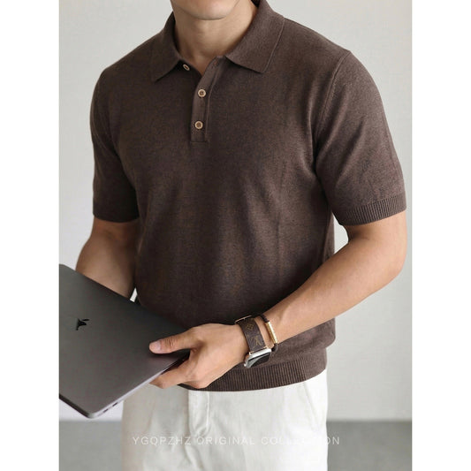 BundleWear™ Silk-Wool Polo | Fine-Ribbed Luxury Knit Short-Sleeve Top