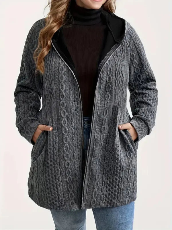 Ladies' Plus Size Solid Color Pocket Coat