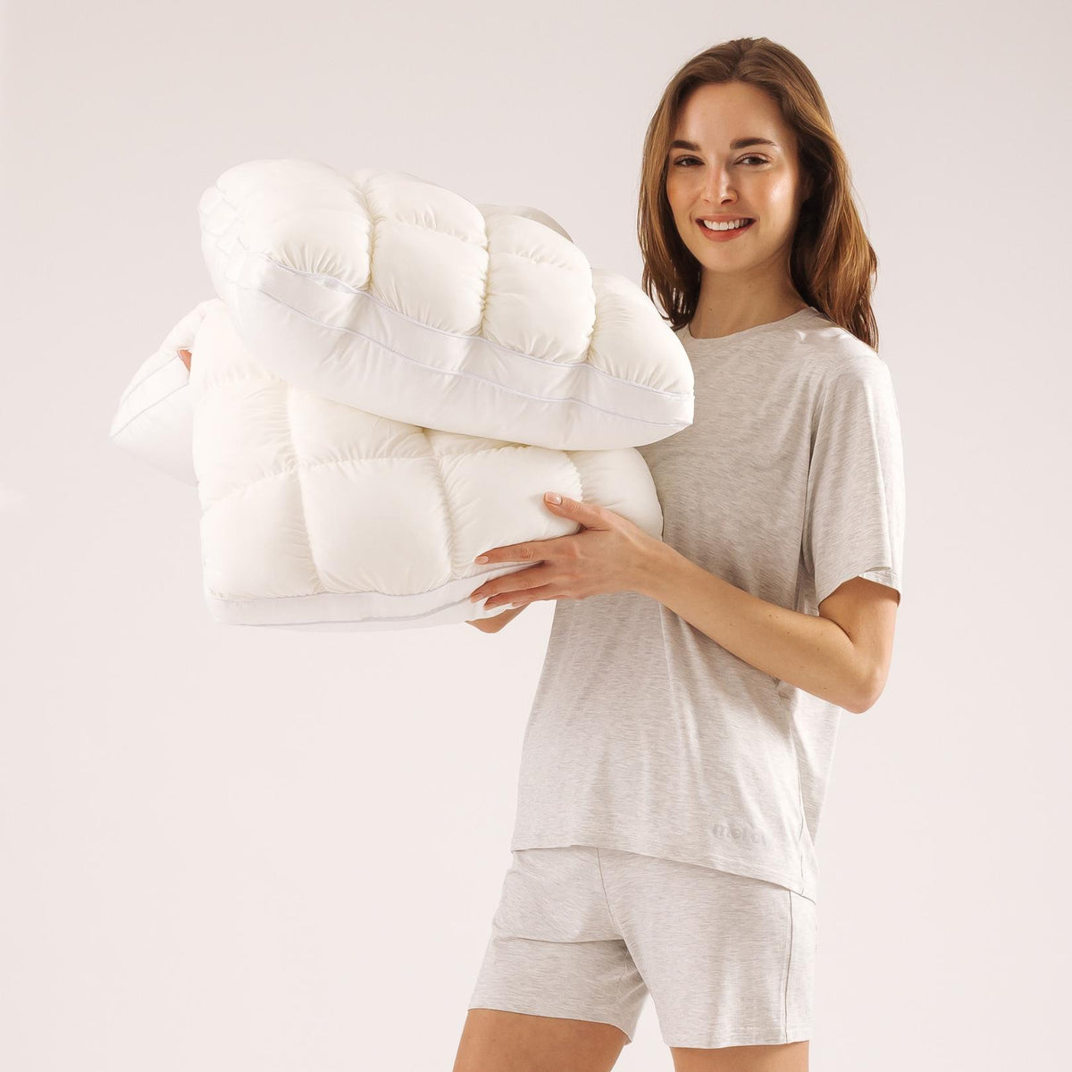 Puff Pillow 1-Pack - Cloud-Like Quilted Sleep Cushion with Supportive Comfort for Side, Back & Stomach Sleepers