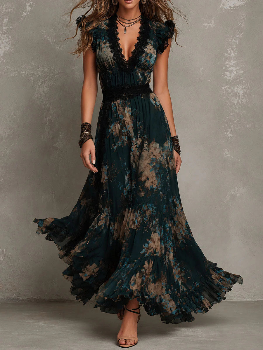 Midnight Garden Chiffon Dress Hero View
