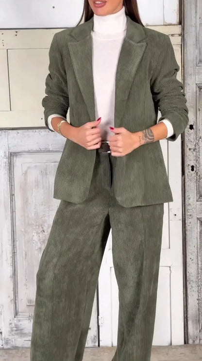 Ladies Casual Commuting Corduroy Suit - MATCHING MASTER