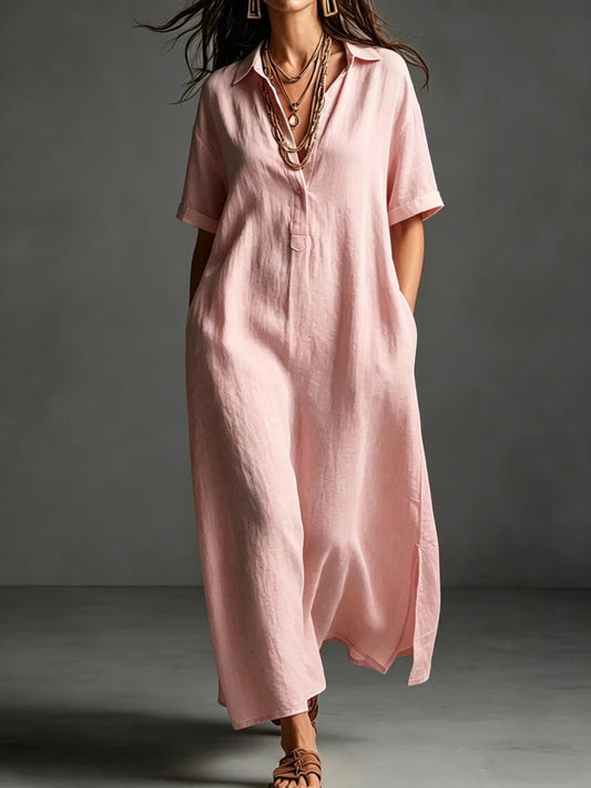 Black Button-Front Bohemian Shirt Maxi Dress - BundleWear